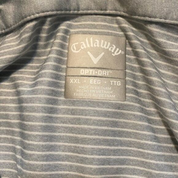 Callaway Golf Gray/White Stripe Opti Dri Polo, size XXL - Picture 3 of 3